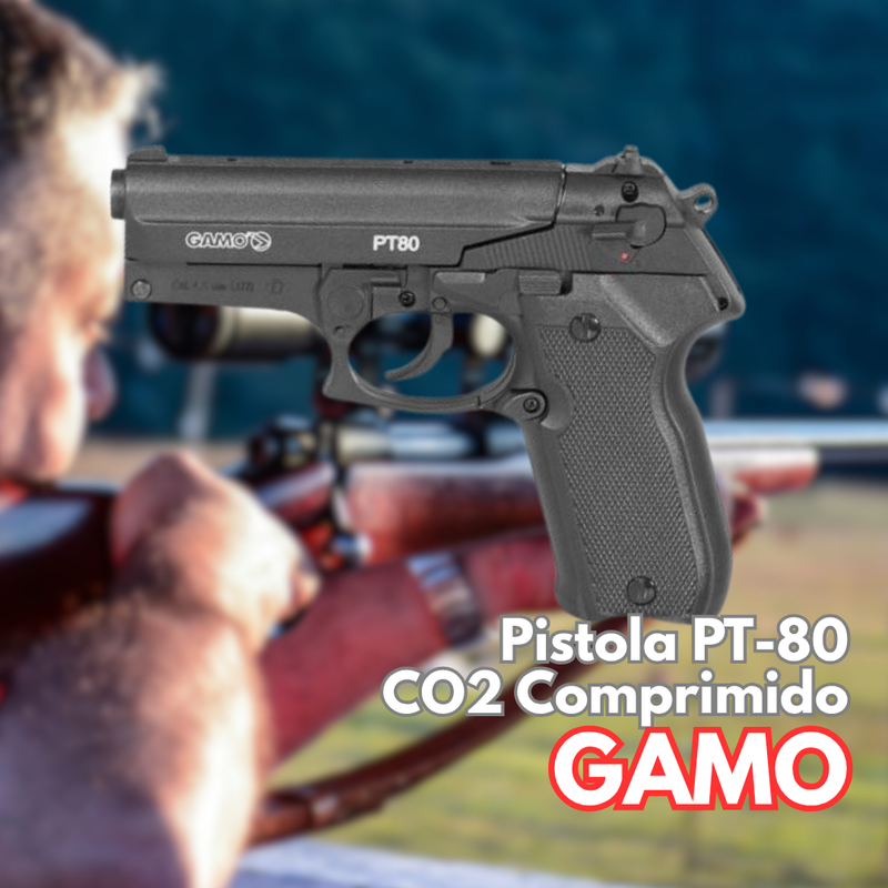 Pistola GAMO PT-80 SEMIAUTOMATICA 8 DISPAROS CO2