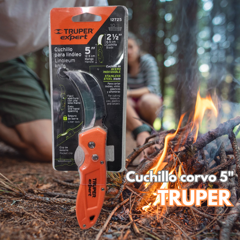 Cuchillo Abatible 5 Pulgadas Naranja - TRUPER