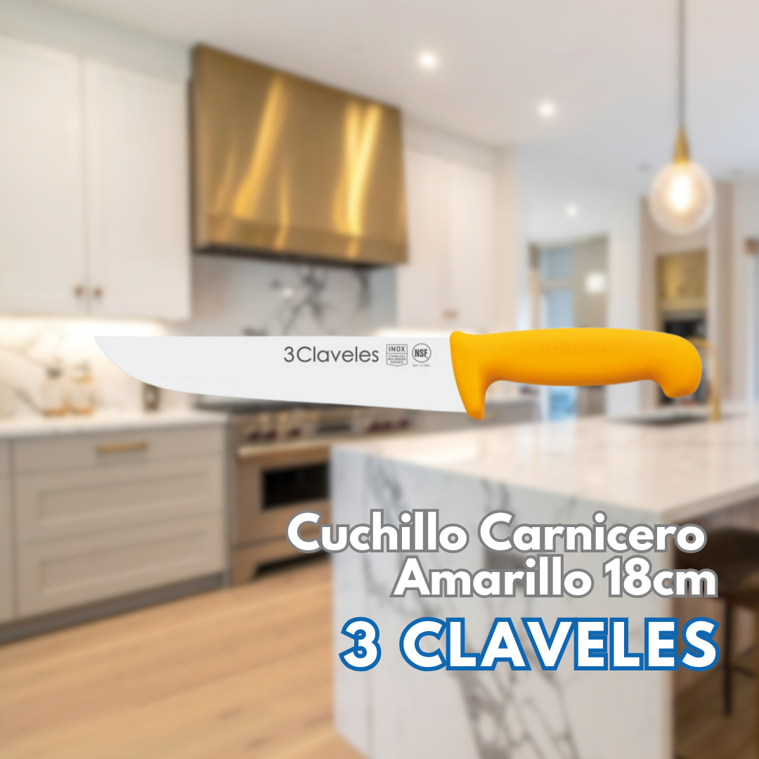 Cuchillo Carnicero 18CM AMARILLO - 3 CLAVELES