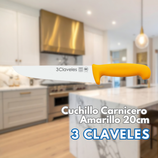 Cuchillo Carnicero 20CM AMARILLO - 3 CLAVELES
