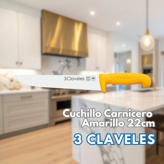 Cuchillo Carnicero 22CM AMARILLO - 3 CLAVELES