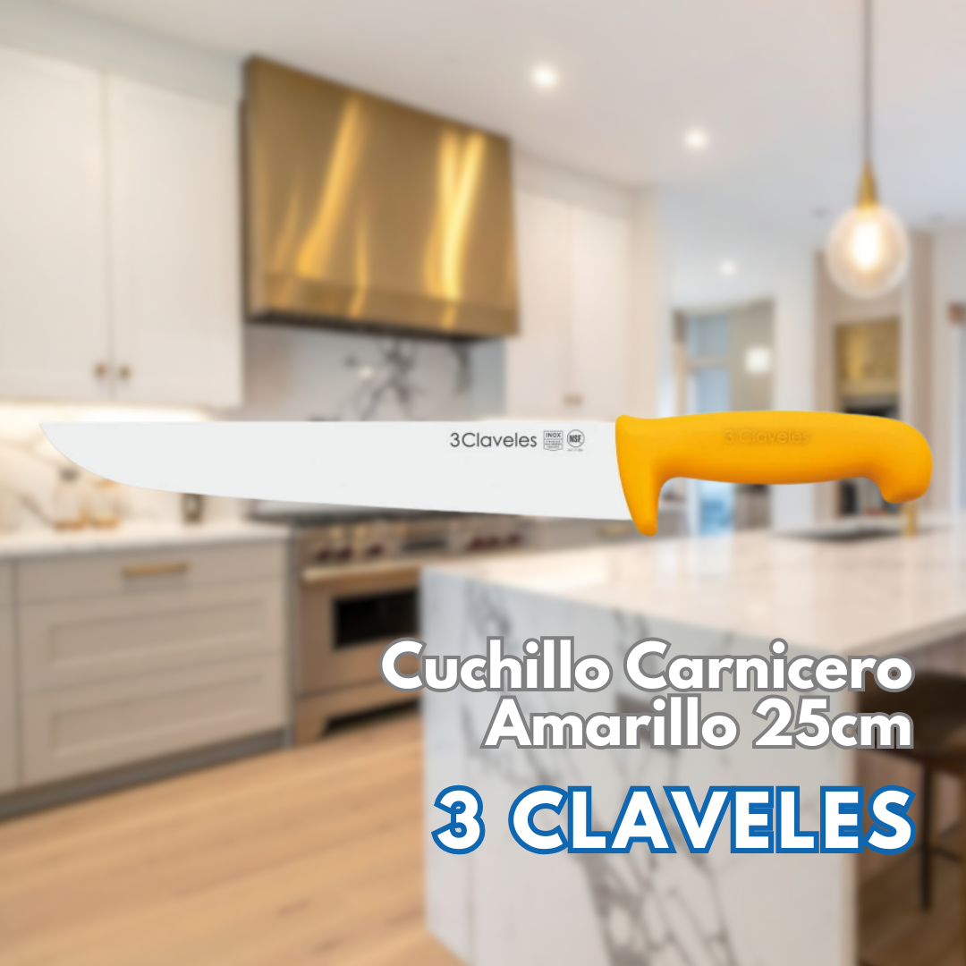 Cuchillo Carnicero 25CM AMARILLO - 3 CLAVELES