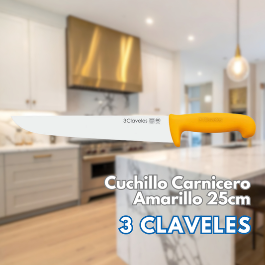 Cuchillo Carnicero 25CM AMARILLO - 3 CLAVELES