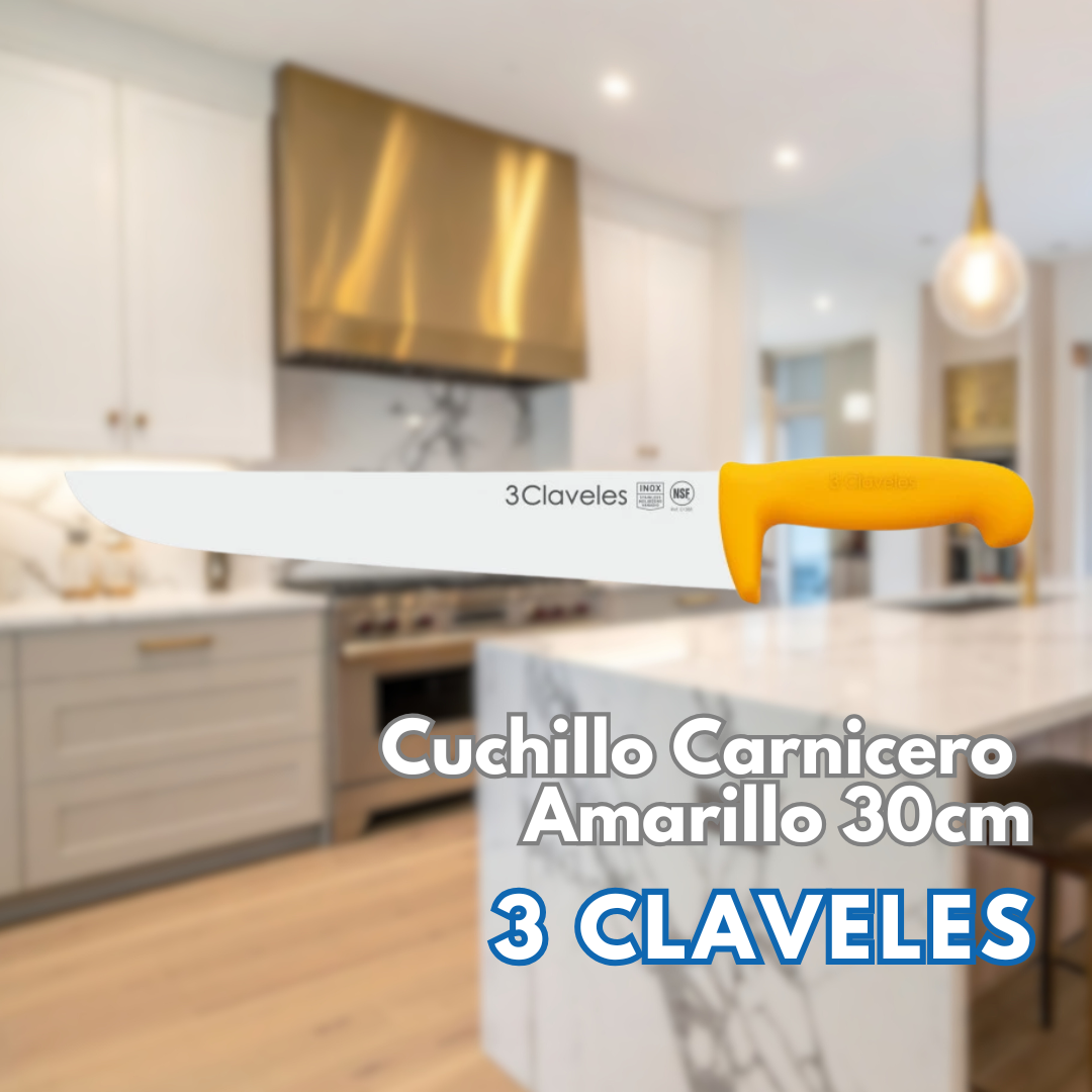 Cuchillo Carnicero 30CM AMARILLO - 3 CLAVELES