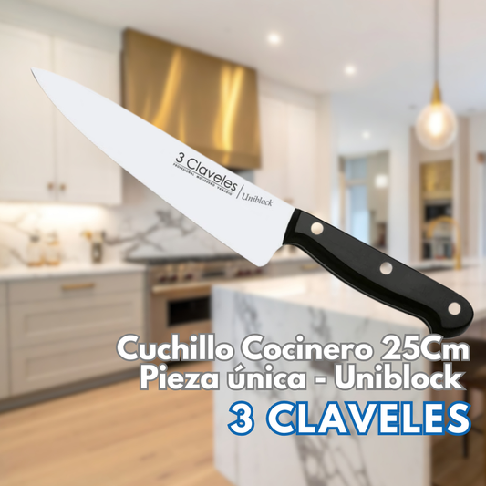 Cuchillo Cocinero Uniblock 25 Cm NEGRO - 3 Claveles