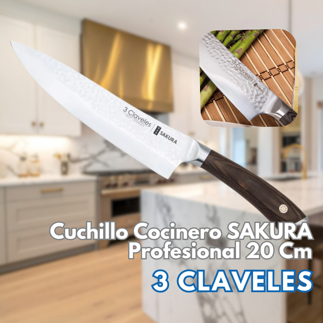 Cuchillo SAKURA Cocinero Profesional 20 Cm - 3 Claveles