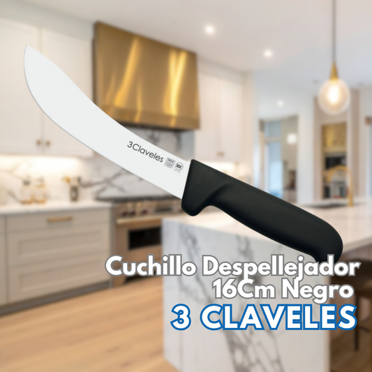 Cuchillo Despellejar 16Cm NEGRO - 3 Claveles