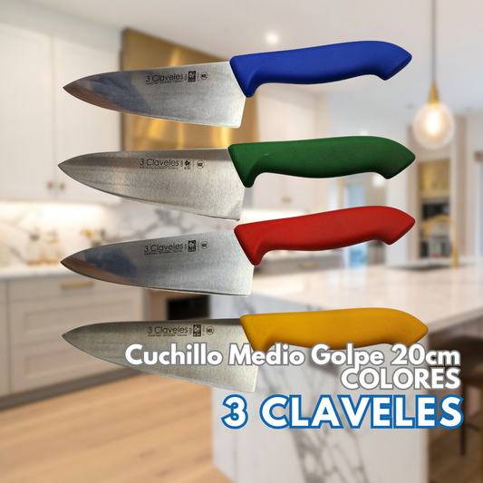 Cuchillo Medio Golpe 20CM AMARILLO - 3 CLAVELES