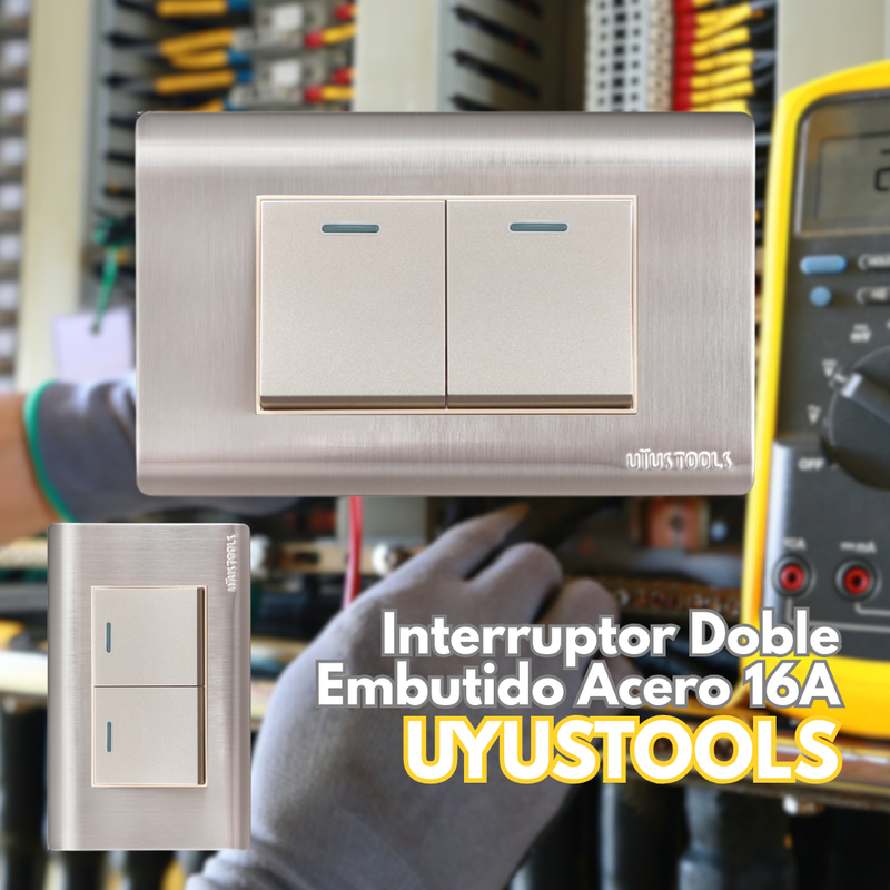 Interruptor Doble Embutido Acero 16A