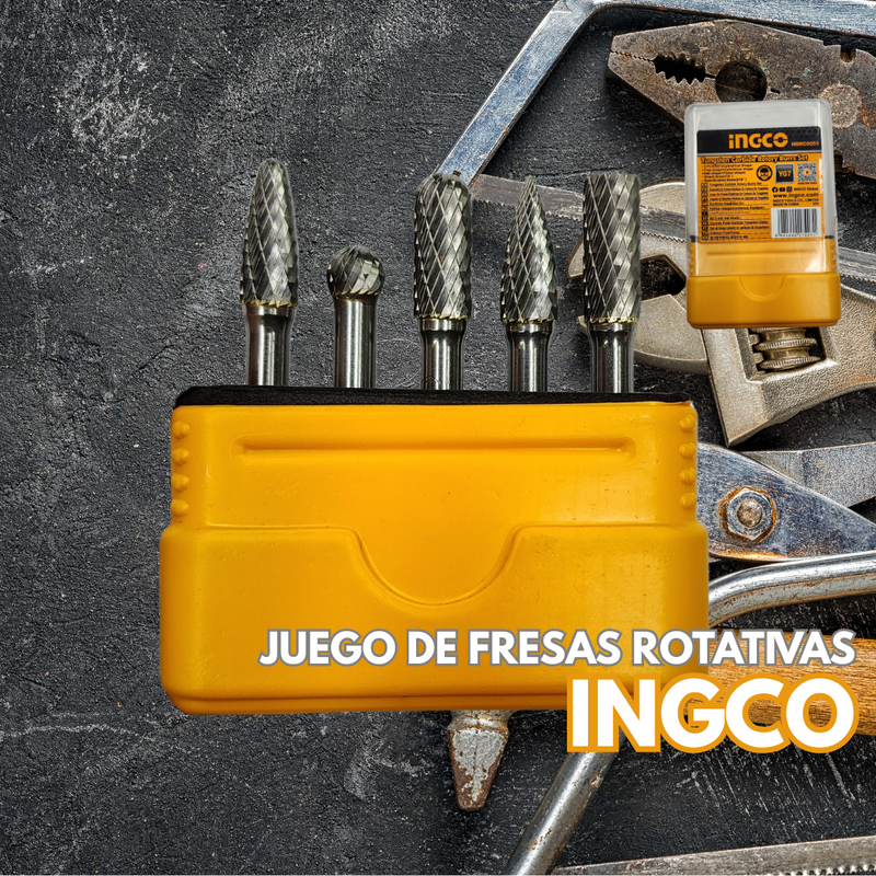 JUEGO DE FRESAS ROTATIVAS DE CARBURO DE TUGSTENO - INGCO / HRRC0051
