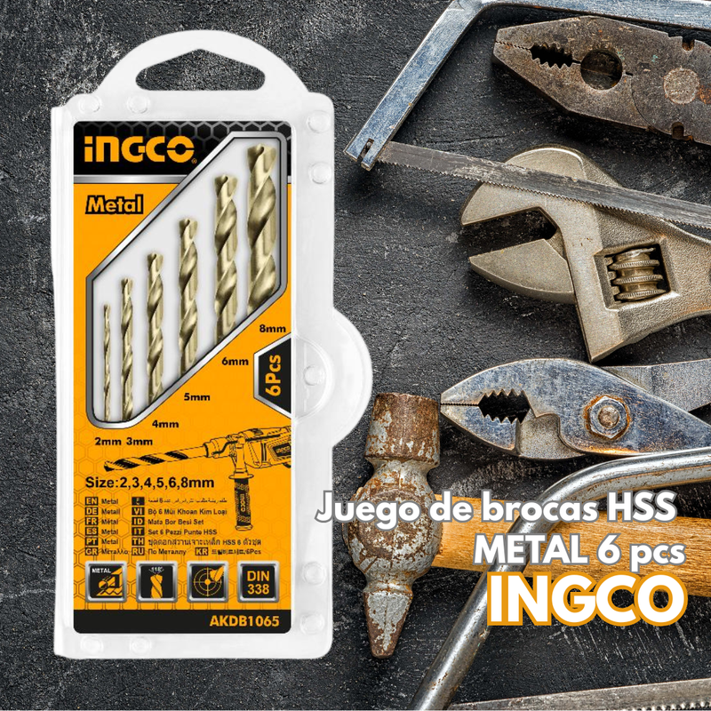 JUEGO BROCAS METAL 6 PZ INGCO AKDB1065