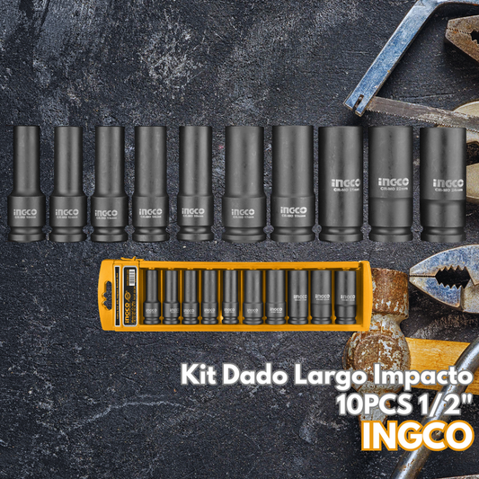 Kit Dado Largo Impacto 10PCS 1/2"