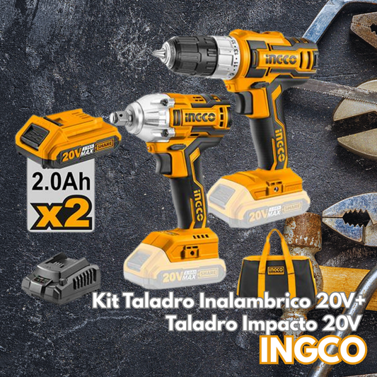 Kit Taladro Inalambrico 20V+ Taladro Impacto 20V