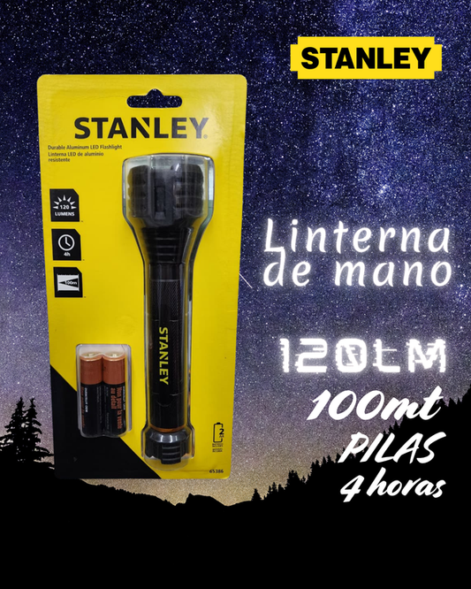 Linterna Stanley 120Lm Negra LED Pilas 2 AA Incluidas