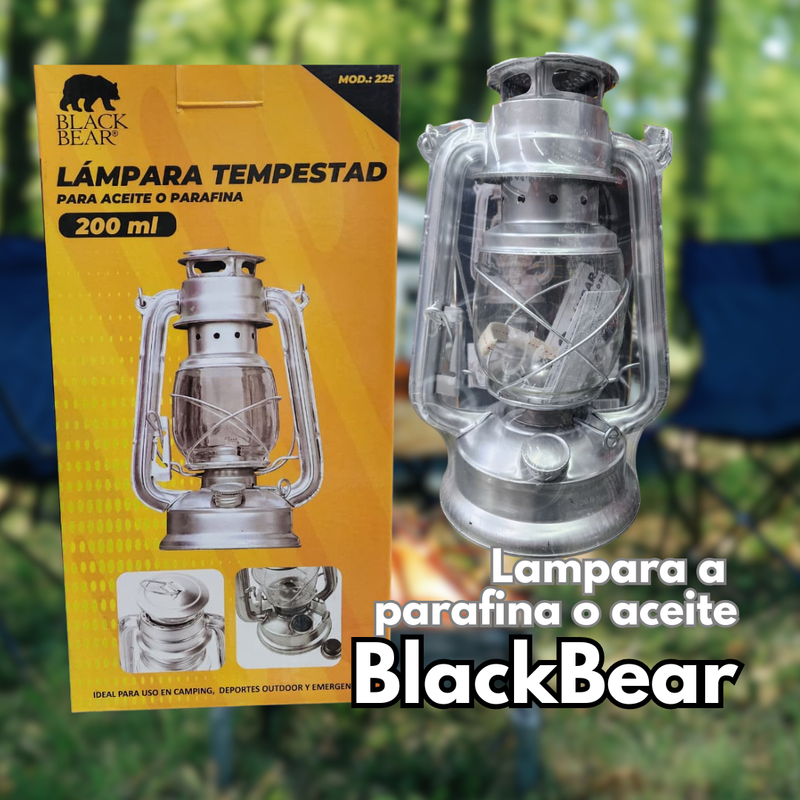 Lámpara Parafina Tempestad Silver BLACK BEAR
