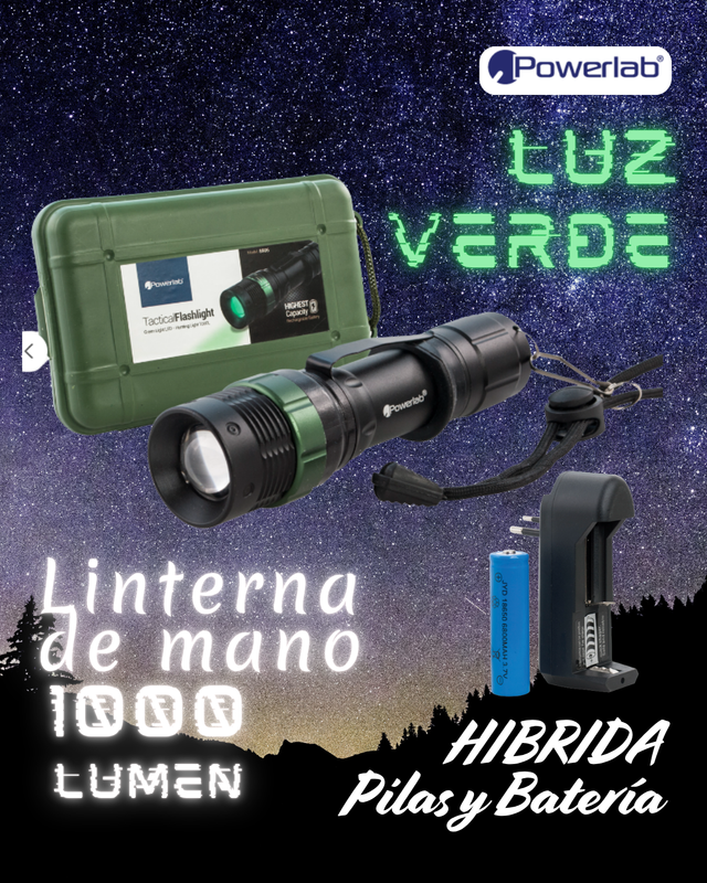 LINTERNA TACTICA LUZ VERDE POWERLAB