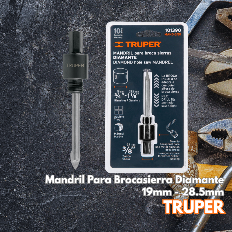 Mandril Para Broca Sierra Diamante 19mm-28.5mm