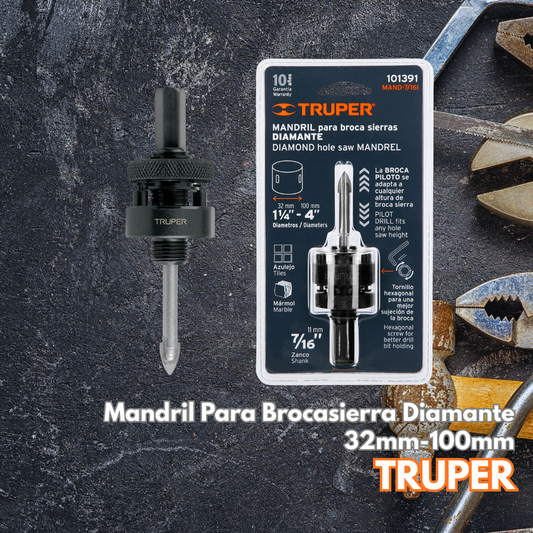 Mandril Para Broca Sierra Diamante 32mm-100mm
