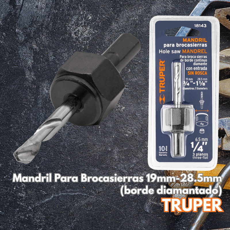 Mandril Para Bocasierras 19mm-28.5mm (borde diamantado)