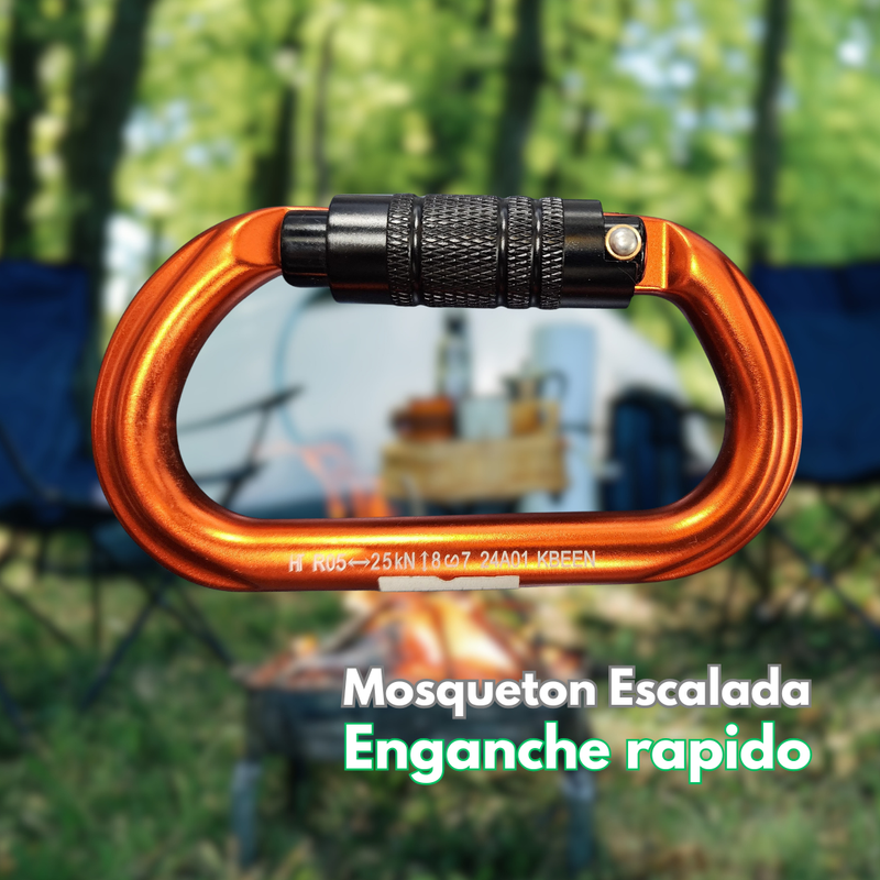 MOSQUETON ESCALADA 25Kn ENGANCHE RAPIDO NARANJO