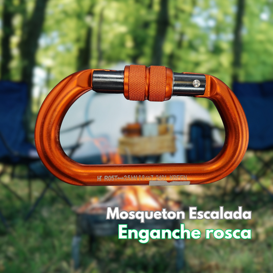 MOSQUETON ESCALADA 25Kn C/ROSCA NARANJO