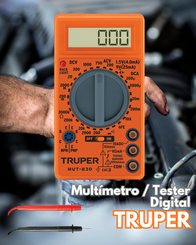 MULTÍMETRO Digital Escolar Naranja Truper