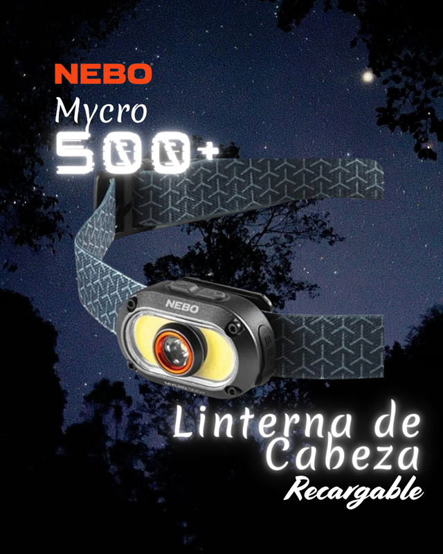 LINTERNA CABEZA NEBO MYCRO 500+