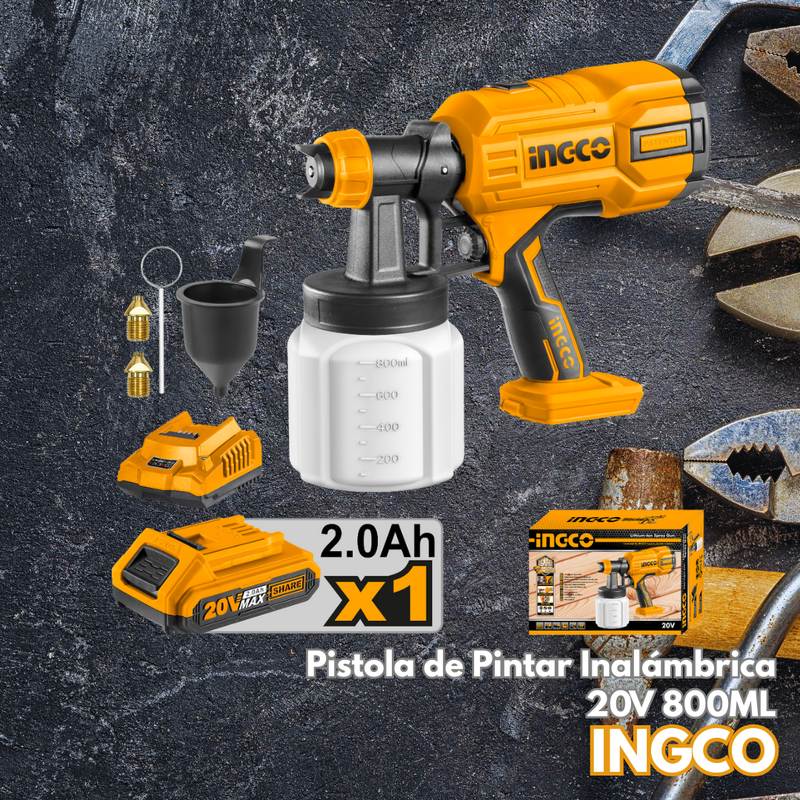 Pistola de Pintar Inalambrica 20V 800ML
