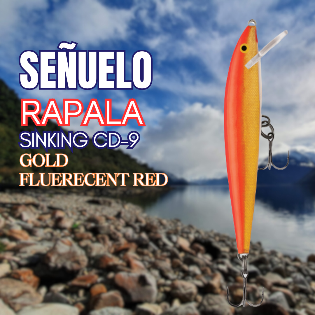 Rapala Sinking CD-9 Gold Fluerecent Red