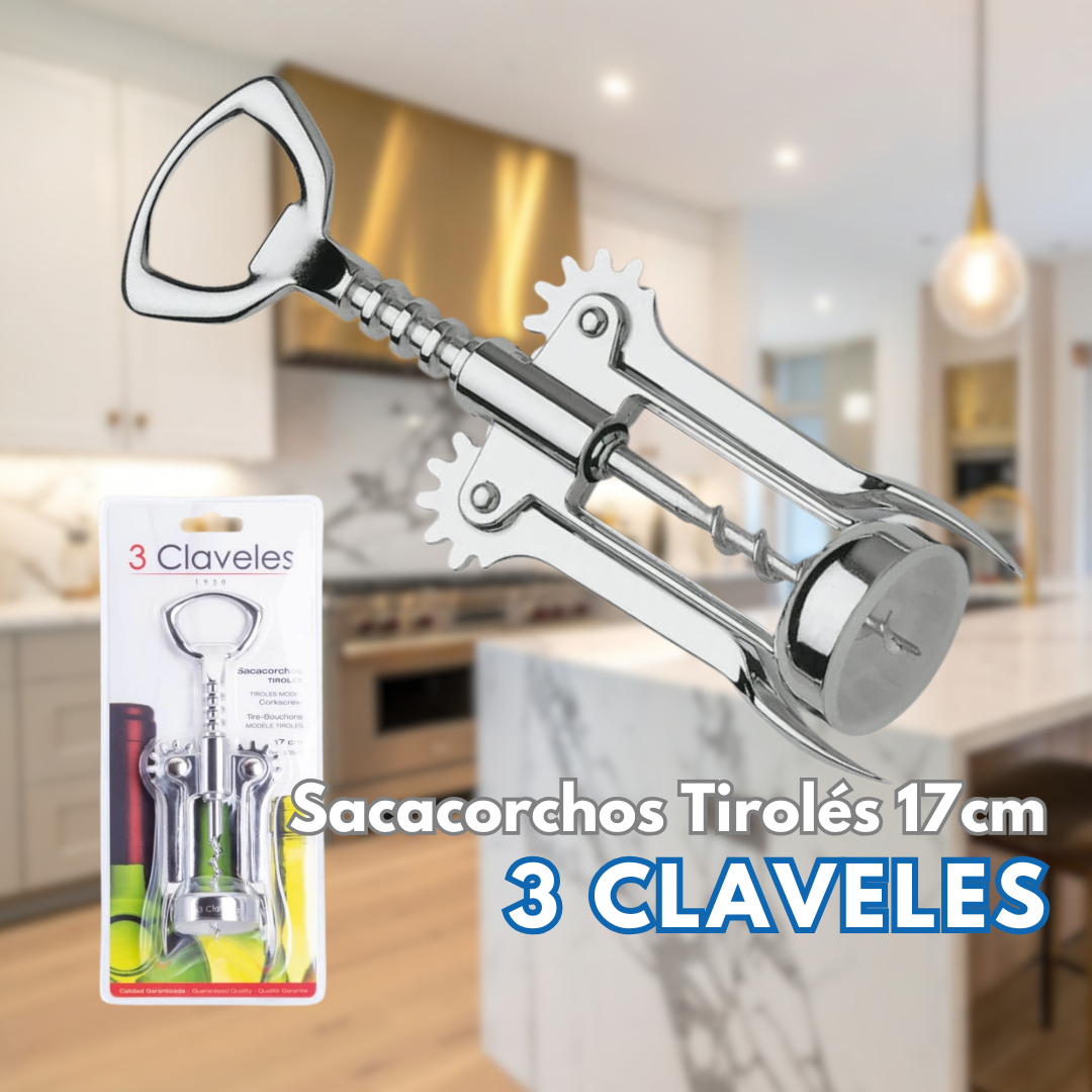 SACACORCHOS TIROLÉS - 3 CLAVELES 17CM