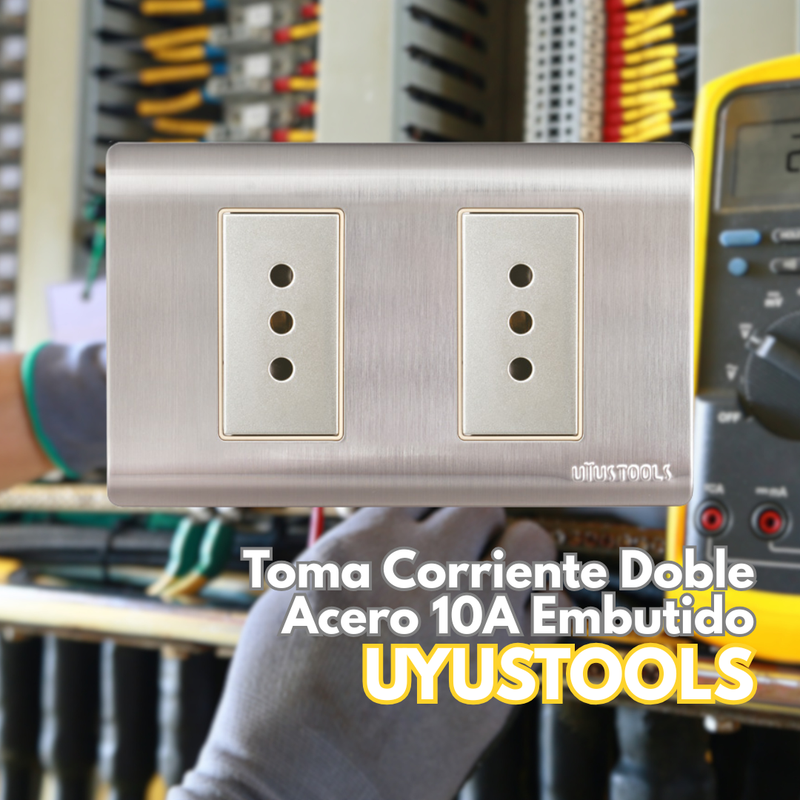 Toma Corriente Doble Acero 10A Embutido