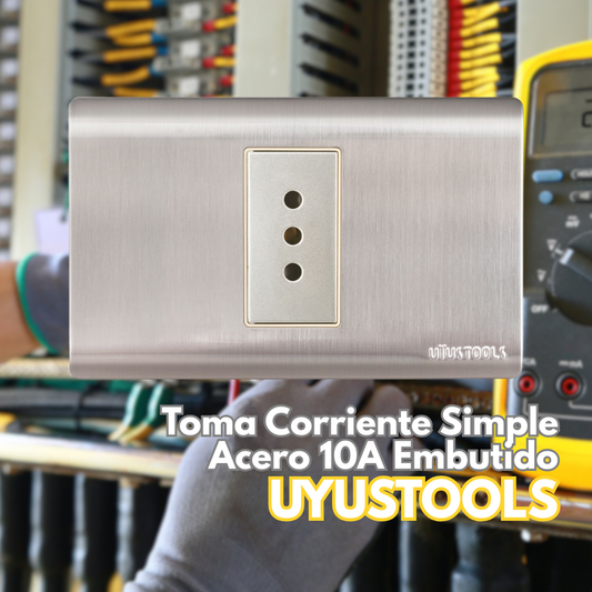 Toma Corriente Simple Acero 10A Embutido